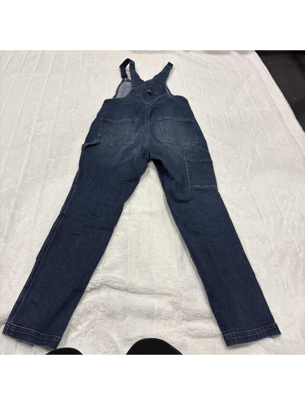 Duluth Trading Co Denim Bib Overalls Women 10 Regular Cotton Blend Blue Workwear - Picture 7 of 8